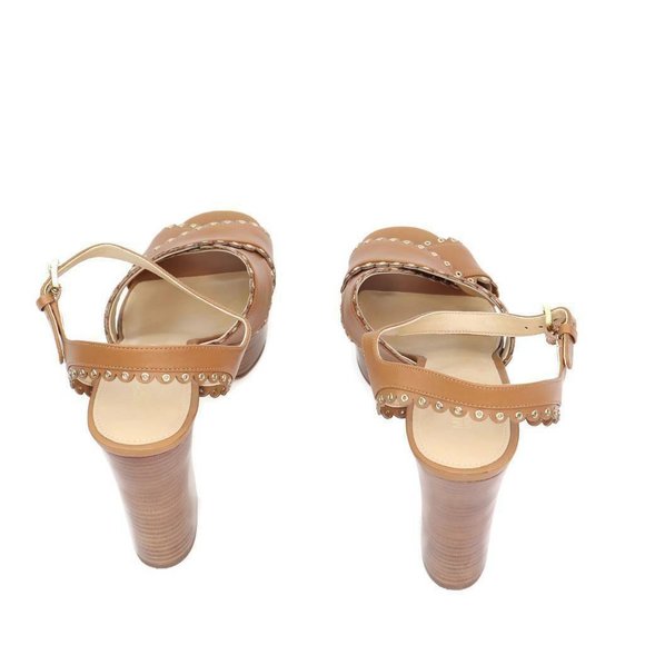 Michael Kors Womens Jessie Sandals Brown Platform Heels Buckle Eyelet 10 M New main image 7